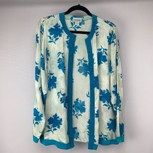 VINTAGE CHANCELLE NEW YORK 100% Silk Floral Print Kimono Size 6